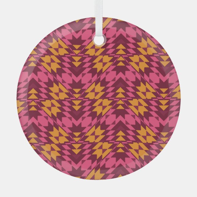 Timeless Geometric: Seamless Pattern Glass Ornament (Front)