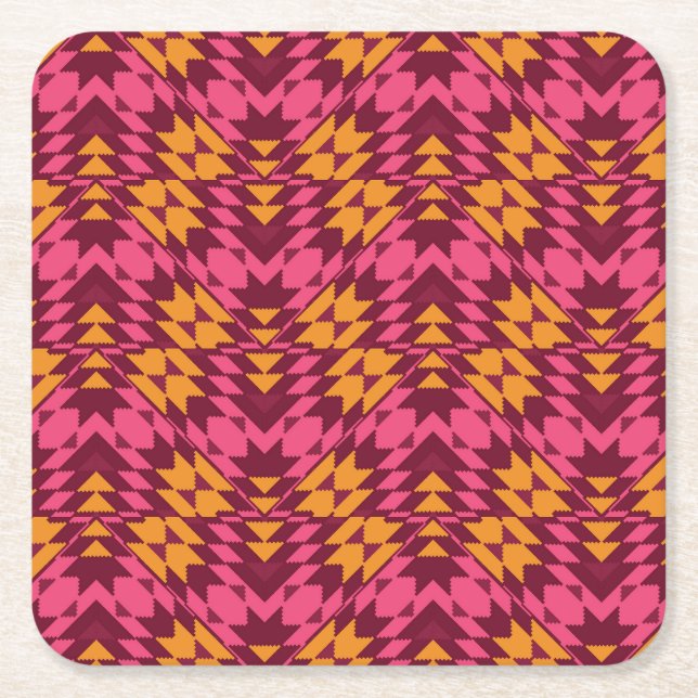 Timeless Geometric: Seamless Pattern Square Paper Coaster (Front)