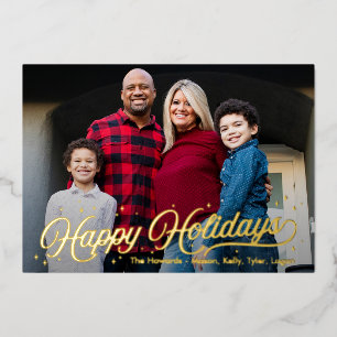 Timeless Glow Foil Happy Holidays Photo Card