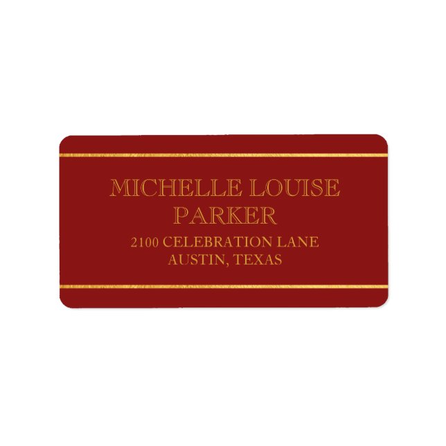 Timeless Gold Cardinal Red Personalized Label (Front)