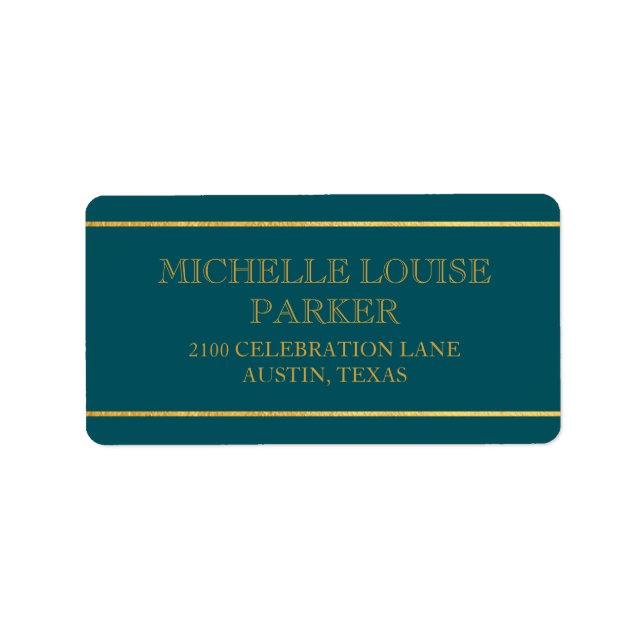 Timeless Gold Mint Teal Personalized Label (Front)