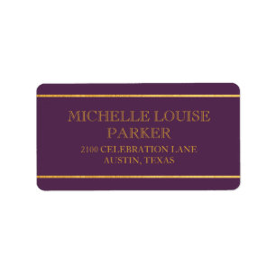 Timeless Gold Purple Personalized Label