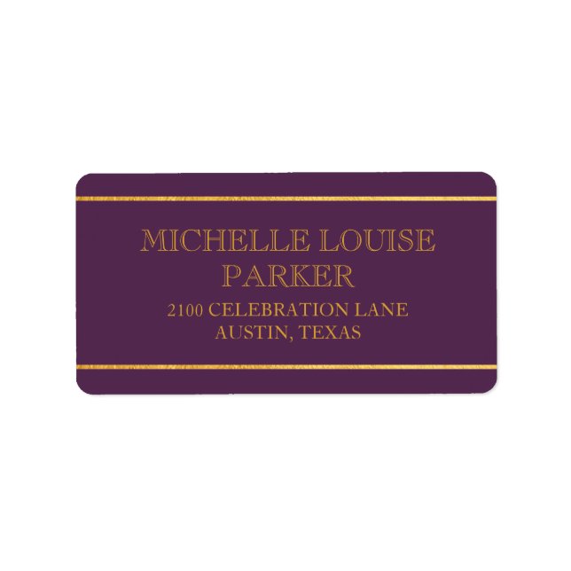 Timeless Gold Purple Personalized Label (Front)