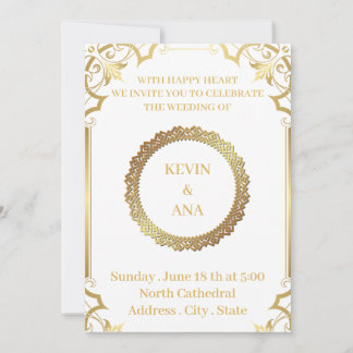 Timeless Gold Wedding Invitations | Personalized
