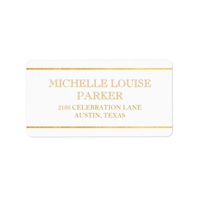 Timeless Gold White  Personalized Label (Front)