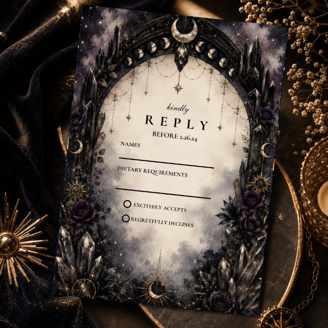 Timeless Gothic Celestial Wedding RSVP Card (Creator Uploaded)