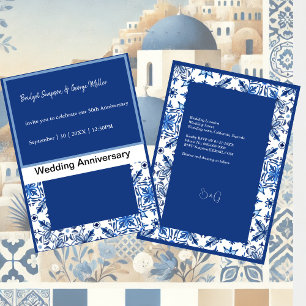 Timeless Greek Blue and White Wedding anniversary Invitation