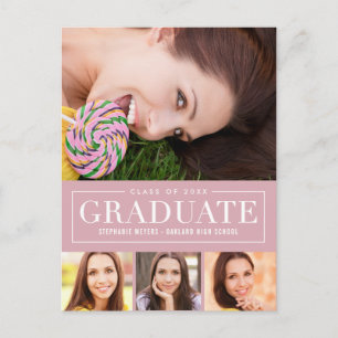 Timeless Grid EDITABLE COLOR Graduation Postcard