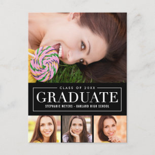 Timeless Grid EDITABLE COLOR Graduation Postcard