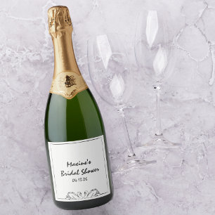 Timeless Handwritten Swan Bridal Shower Champagne Sparkling Wine Label
