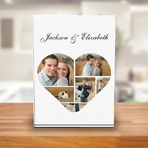 Timeless Heart Shape Personalized Couple Collage Photo Block