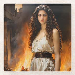 "Timeless Helen: Troy’s Catalyst" Glass Coaster