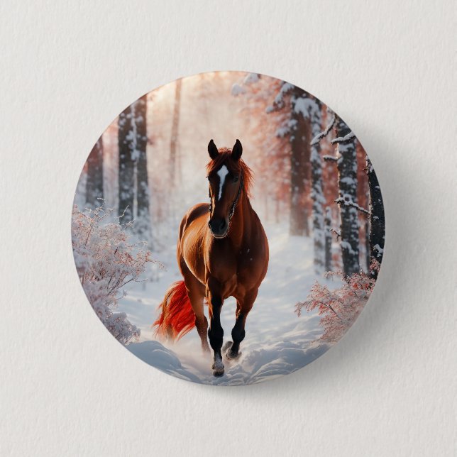 Timeless Horse Silhouette Badge 2 Inch Round Button (Front)