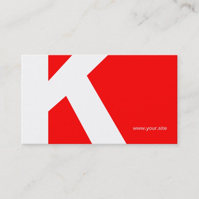 Timeless Huge Letter Business Card (red & white) (Front)