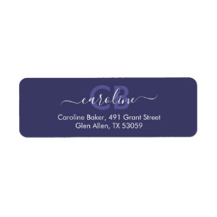Timeless - Indigo Blue Monogram Address Label