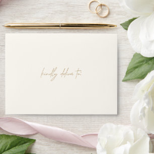 Timeless Ivory and Gold Elegant Wedding Envelope