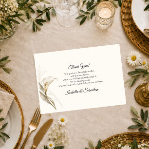 Timeless Ivory Calla Lily Wedding Thank You Card