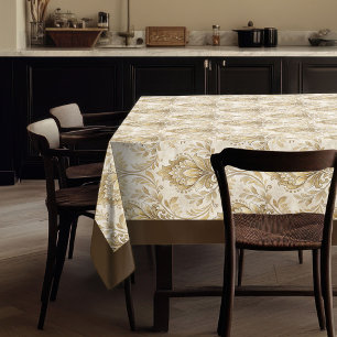 Timeless Ivory Damask Soft Watercolor Accents  Tablecloth