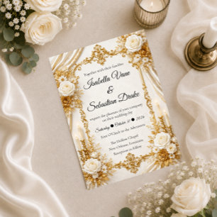 Timeless Ivory Gold Elegance Wedding Invitation