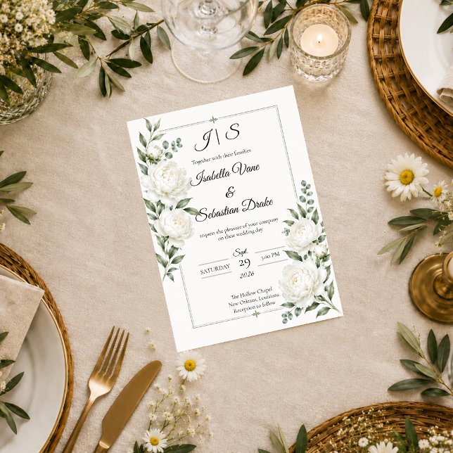 Timeless Ivory Peony Elegance Wedding  Invitation (Creator Uploaded)