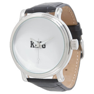 Timeless "KING" Bracelet en cuir noir Montre pour 
