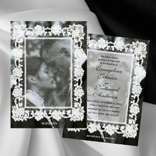 Timeless Lace Frame Photo Formal Wedding Invitation