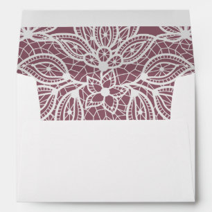 Timeless Lace Look Wedding Mauve and White Envelope