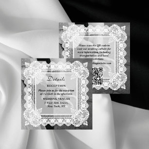 Timeless Lace Photo QR Code Wedding Details Enclosure Card
