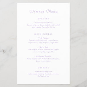 Timeless Lilac Classic Budget Wedding Menu