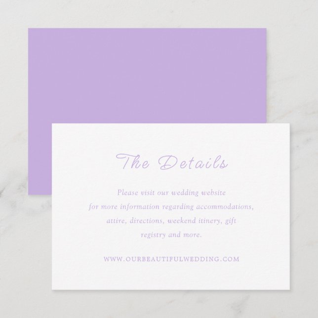 Timeless Lilac Classic Wedding Enclosure Card (Front/Back)