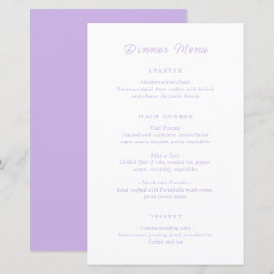 Timeless Lilac Classic Wedding Menu