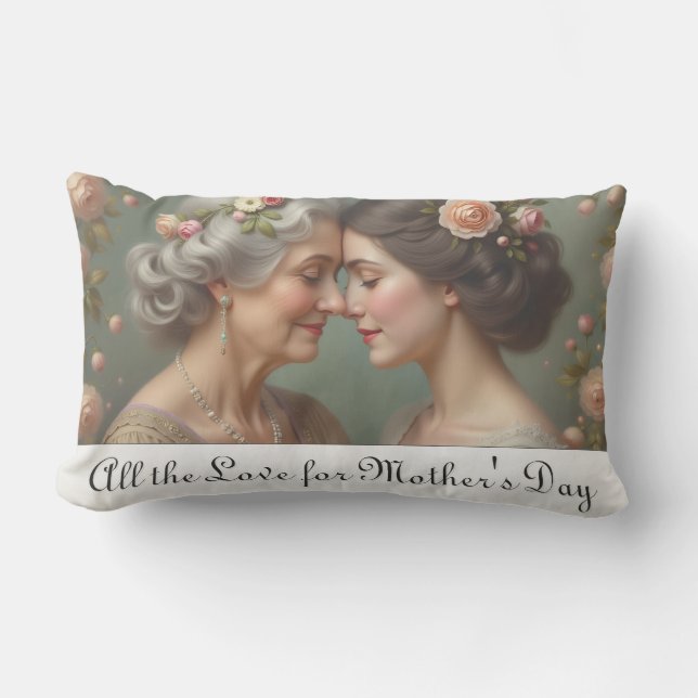 Timeless Love Between Mother and Daughter Lumbar Pillow (Front)