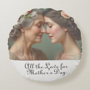 Timeless Love Between Mother and Daughter Round Pillow