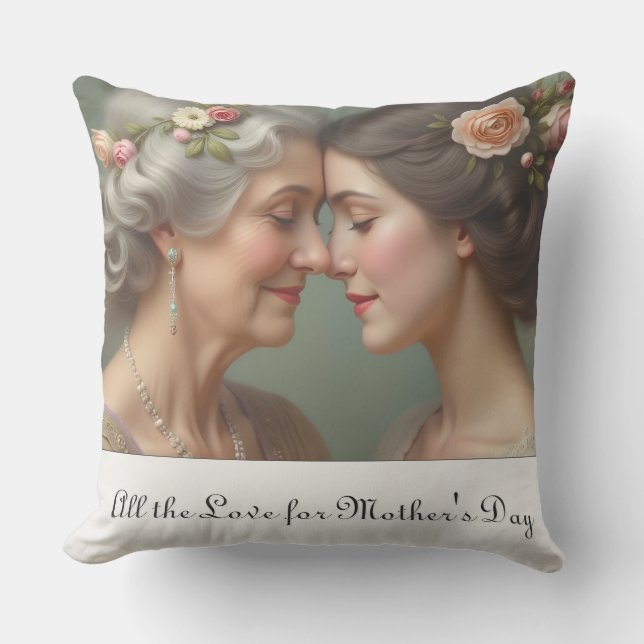 Timeless Love Between Mother and Daughter Throw Pillow (Front)