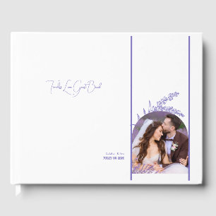 Timeless Love purple flowers & photo Guest Book