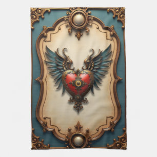 Timeless love, surreal elegance in steampunk style kitchen towel