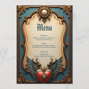 Timeless love, surreal elegance in steampunk style menu