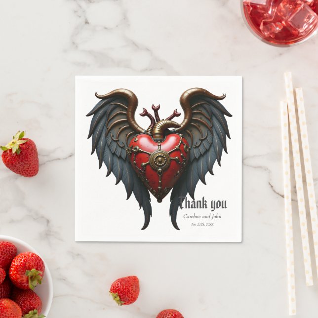Timeless love, surreal elegance in steampunk style napkin (Insitu)