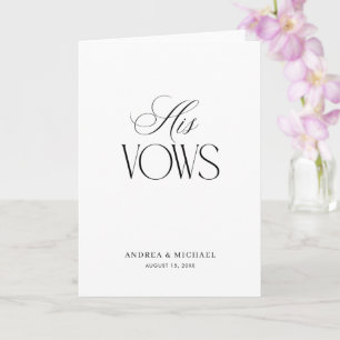 Timeless Luxe Script Elegant His Wedding Vows Card