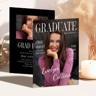 Timeless Magazine Cover Photo Graduation Invitation