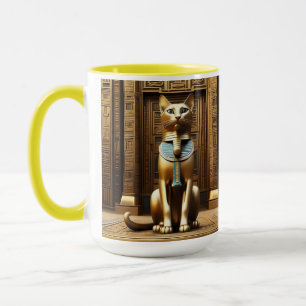 Timeless Majesty: The Golden Egyptian Pharaoh Cat Mug