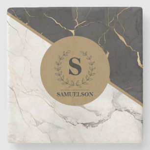 Timeless Marble Monogrammed Stone Coaster