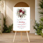 Timeless Marsala Floral Eucalyptus Gold Welcome  Poster<br><div class="desc">✅ For matching items search 230Y in my collections ✅ Create a beautiful first impression with this elegant wedding welcome sign / poster, featuring watercolor burgundy flowers, eucalyptus greenery, and soft gold accents in a refined boho style. The rich marsala and deep red tones bring warmth and sophistication, perfectly complementing...</div>