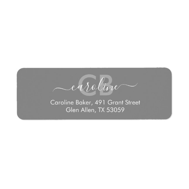 Timeless - Medium Grey Monogram Address Label (Front)