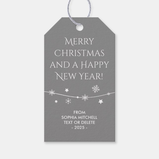 Timeless - Medium Grey - Snowflake Gift Tags (Front)