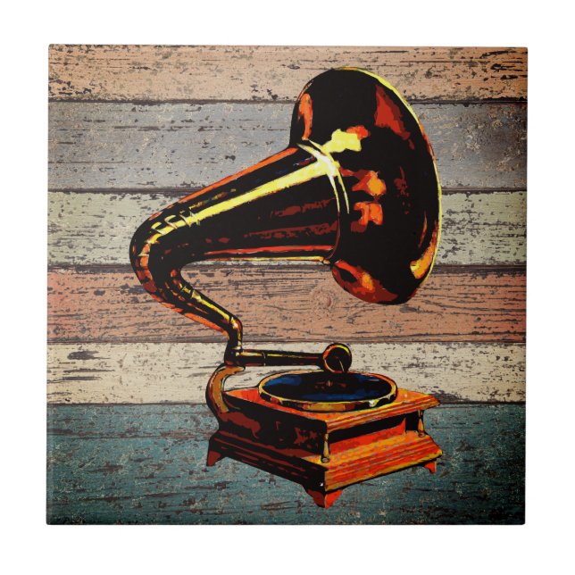 Timeless Melody: Vintage Gramophone  Tile (Front)