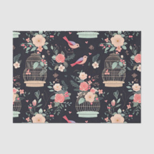 Timeless Midnight Birdcage Antique Decoupage  Tissue Paper