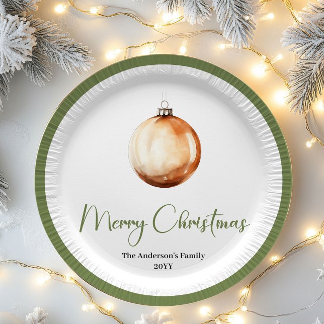 Timeless Minimal Christmas Personalized Family  Paper Plate (Timeless Minimal Christmas Personalized Family Plates)