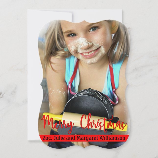 Timeless Modern Christmas Fancy Cut Photo Holiday Card (Front)