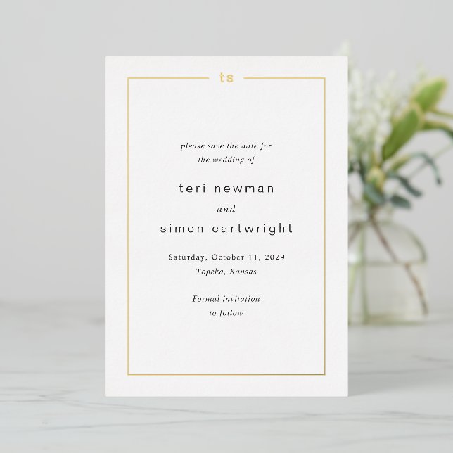 Timeless Modern Wedding Save the Date (Standing Front)
